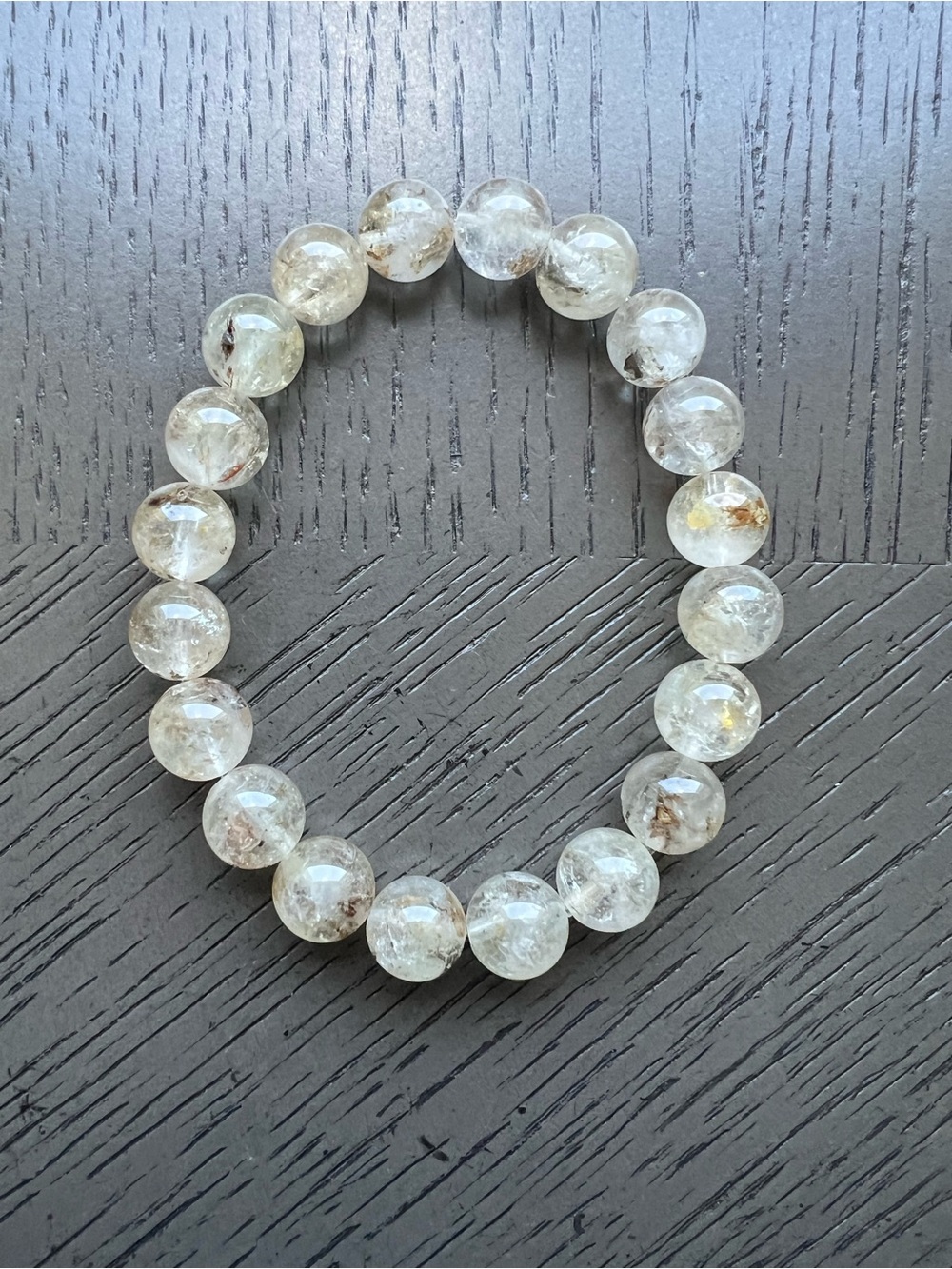 HQ UV reactive Herkimer Diamond bracelet 10mm SIZE 6.75’